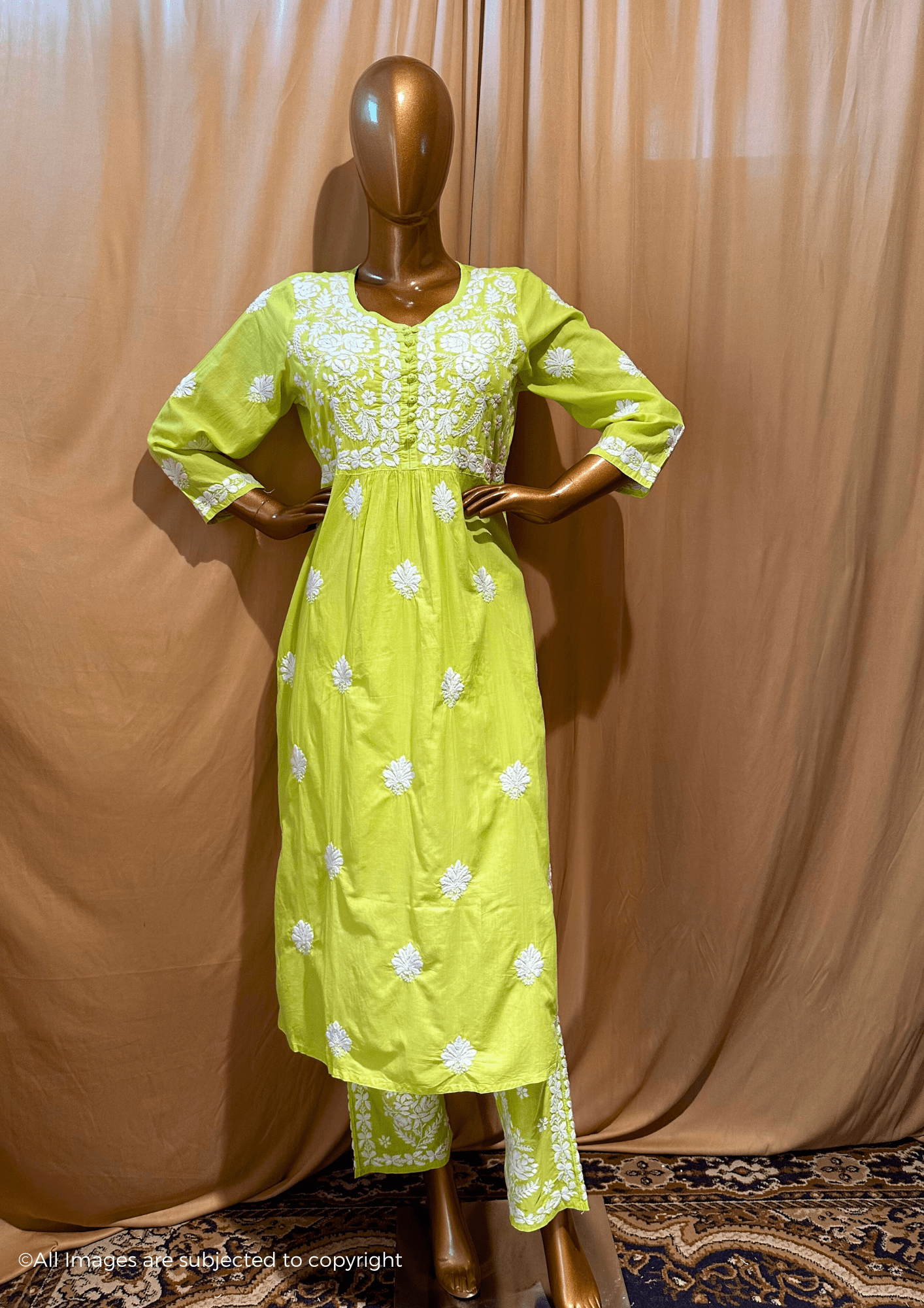 Mul Cotton Handcrafted Chikankari Pant Set