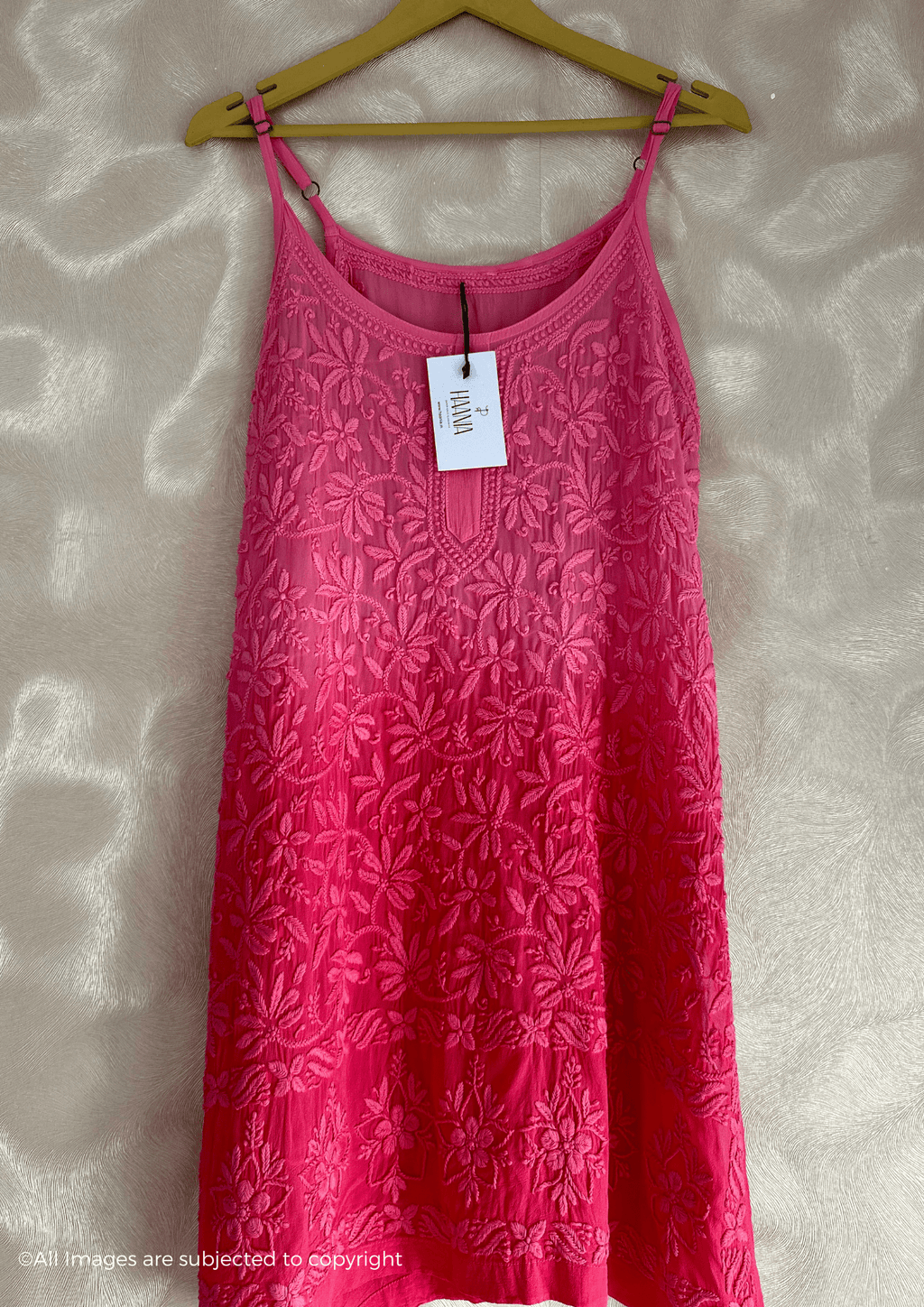 Ombré Chikankari Handcrafted Noodle Strap Kurti