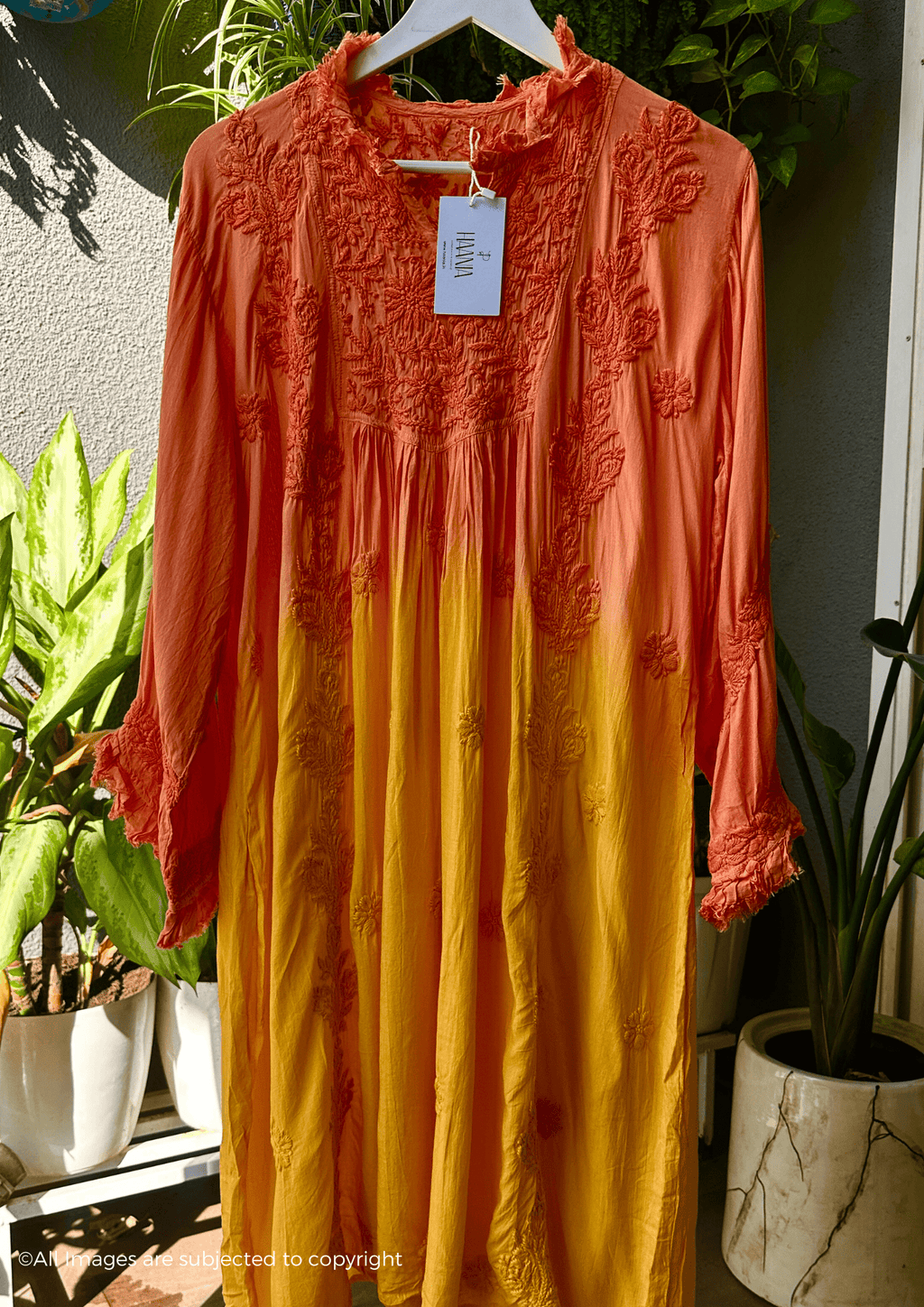 Hues of Sunset Zaina Chikankari Gown
