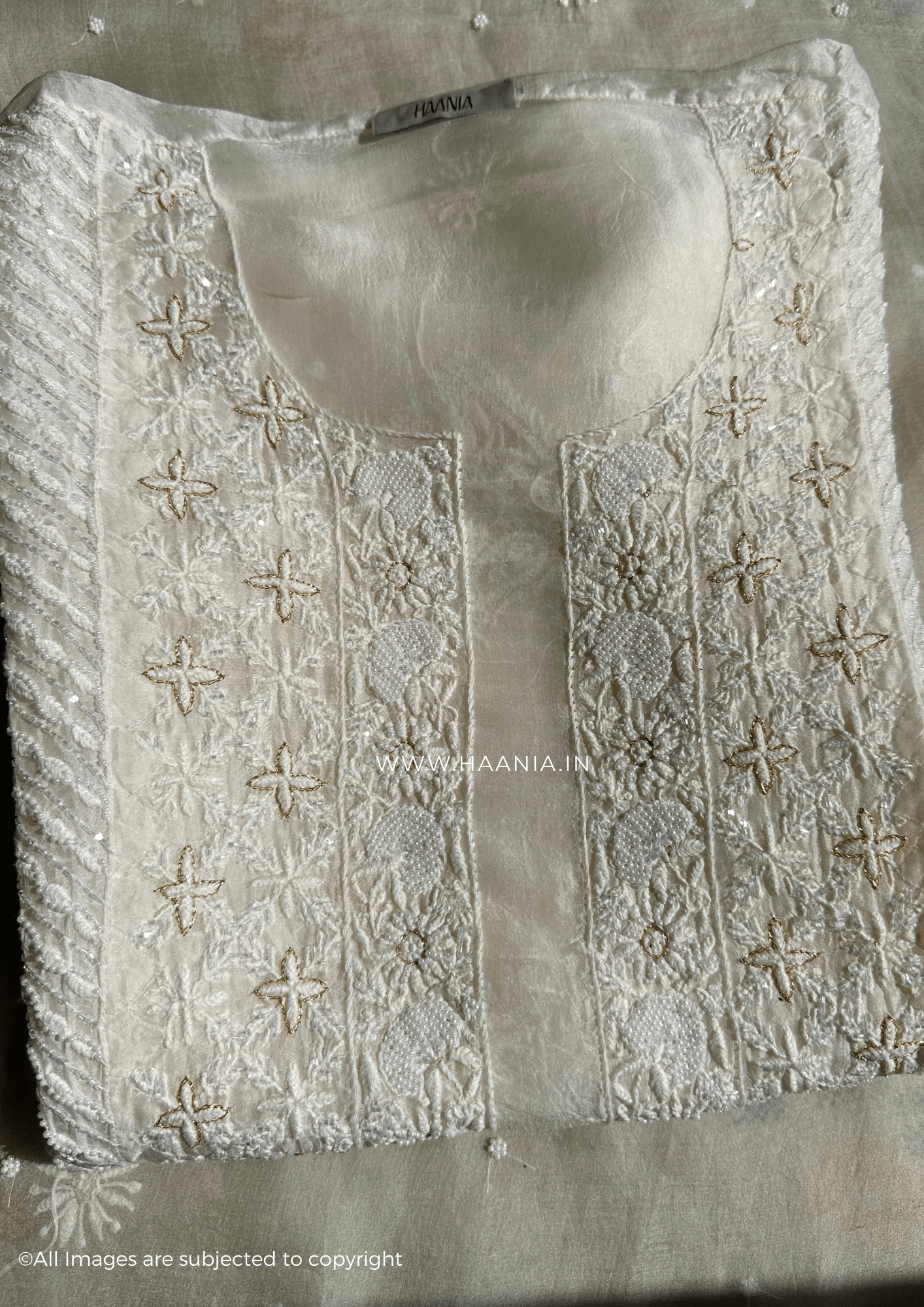 Organza Silk Handcrafted Chikankari Unstitched Suit Set