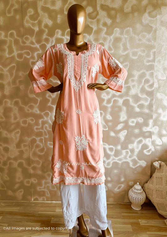 Handcrafted Modal Cotton 3D Chikankari Kurta