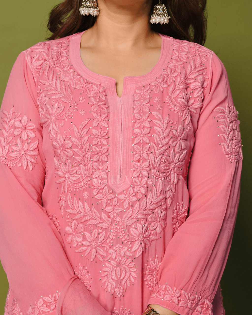Raina Handcrafted Chikankari Double Layer Garara set