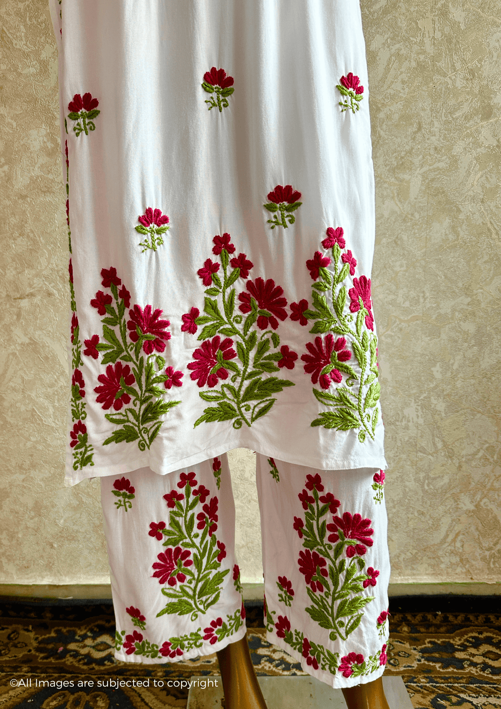 Khushboo Rani & Green Noodle Strap Modal Cotton Suit Set