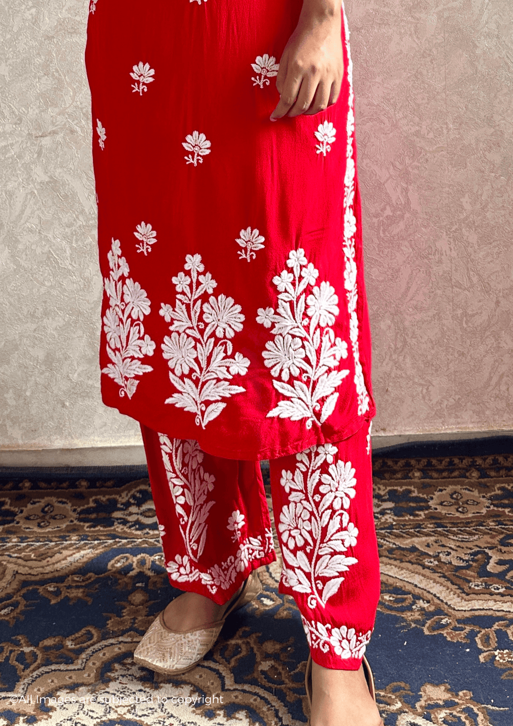 Khushboo Chikankari Noodle Strap Modal Cotton Suit Set
