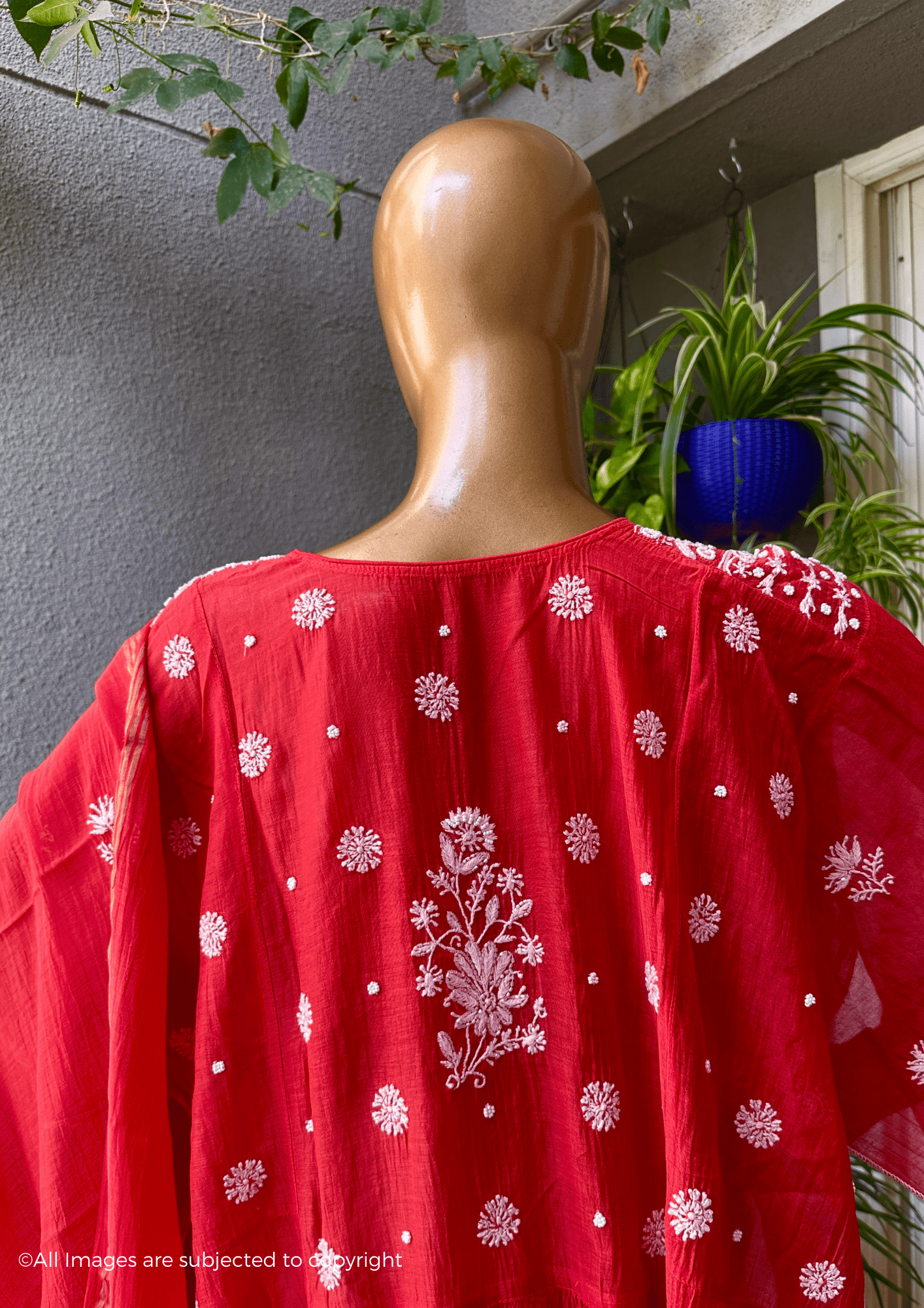 Handcrafted Chikankari Premium Mul Chanderi Angrakha Suit Set