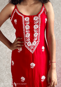 Khushboo Chikankari Noodle Strap Modal Cotton Suit Set