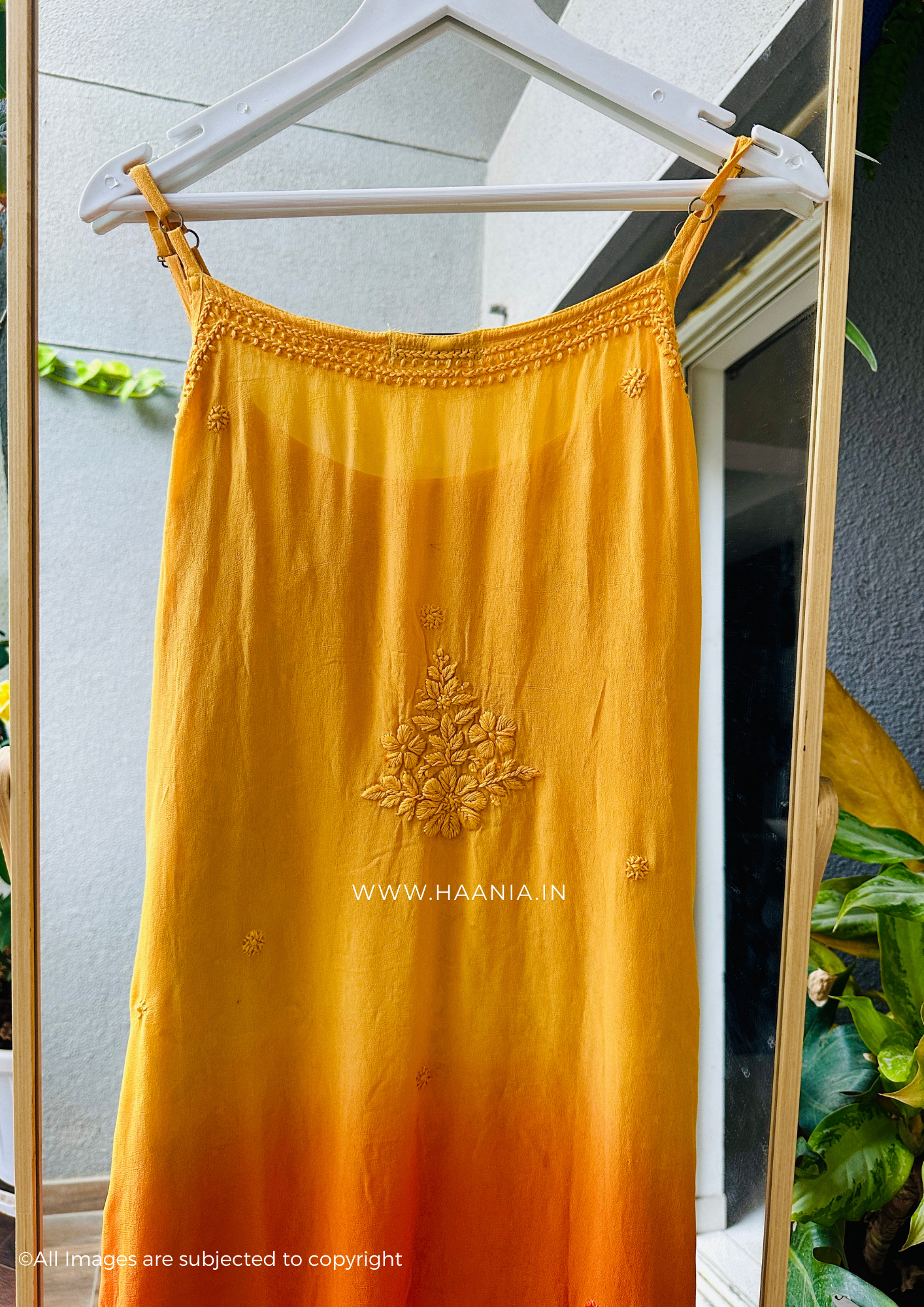 Chroma- Handcrafted Chikankari Noodle Strap Long Kurta