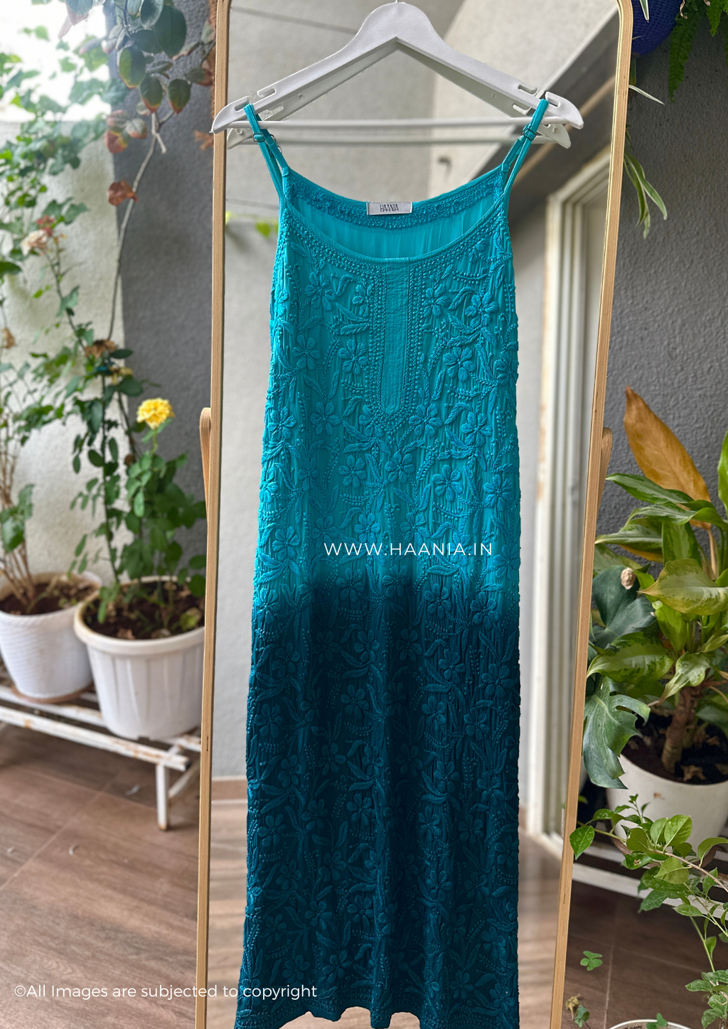 Chroma- Handcrafted Chikankari Noodle Strap Long Kurta