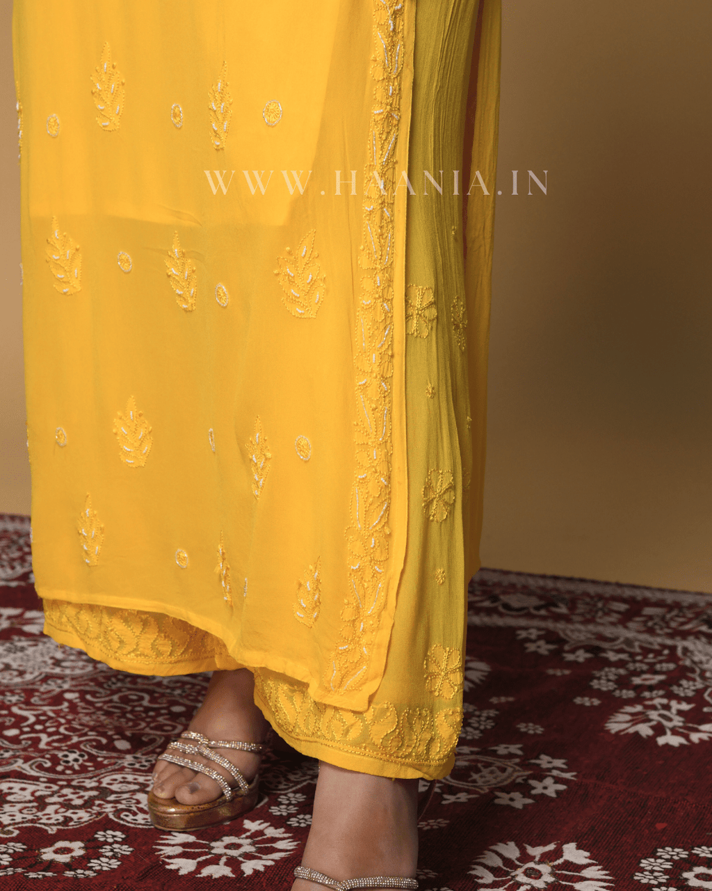 Sun Meets Sky Chikankari Pearl & Cutdana Suit Set