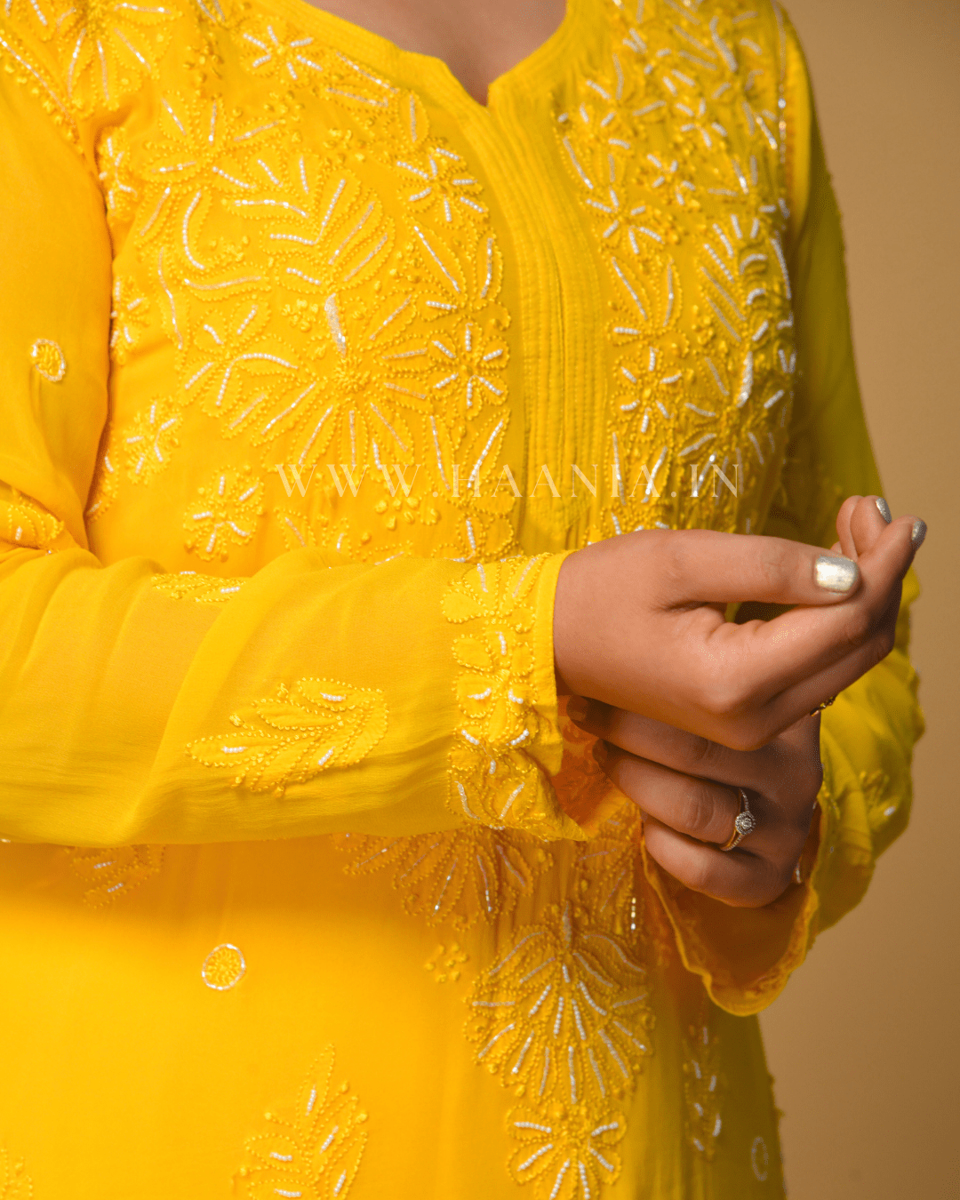 Sun Meets Sky Chikankari Pearl & Cutdana Suit Set