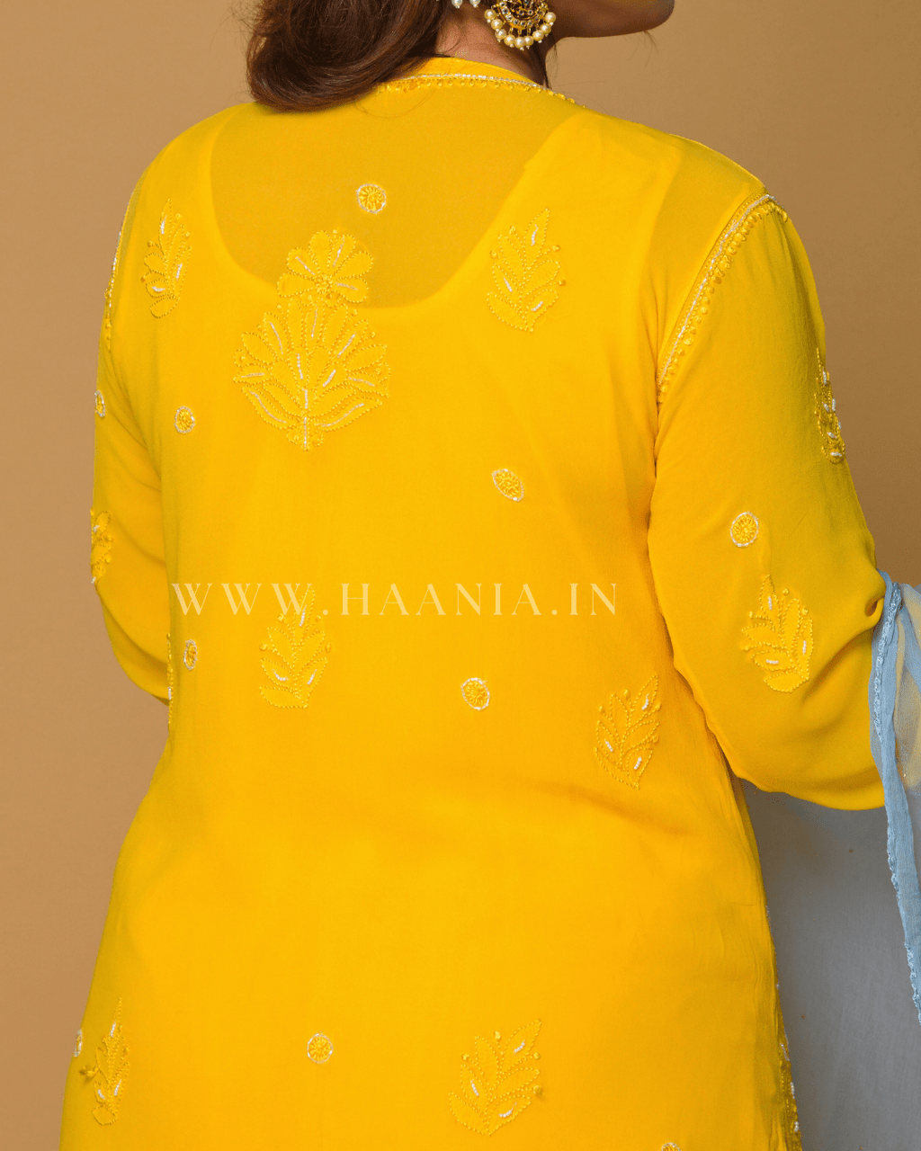 Sun Meets Sky Chikankari Pearl & Cutdana Suit Set