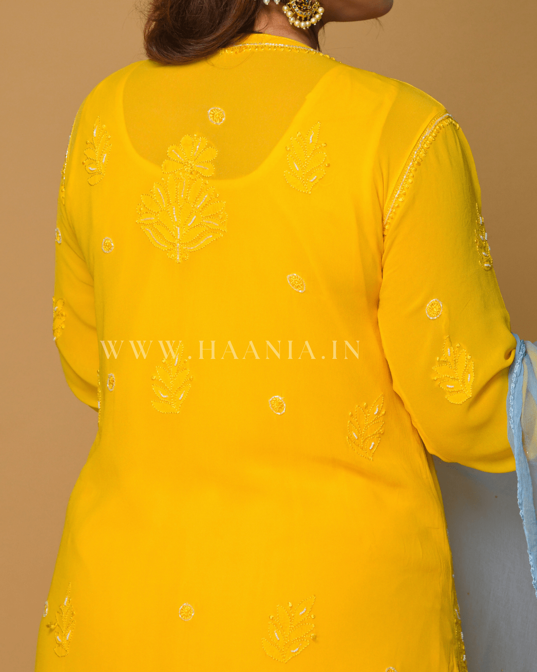 Sun Meets Sky Chikankari Pearl & Cutdana Suit Set
