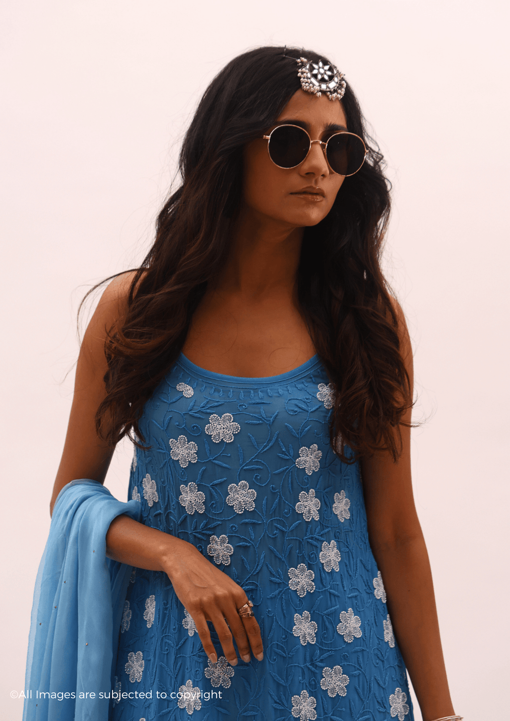 Zyara Chikankari Cut Dana Noodle strap kurta