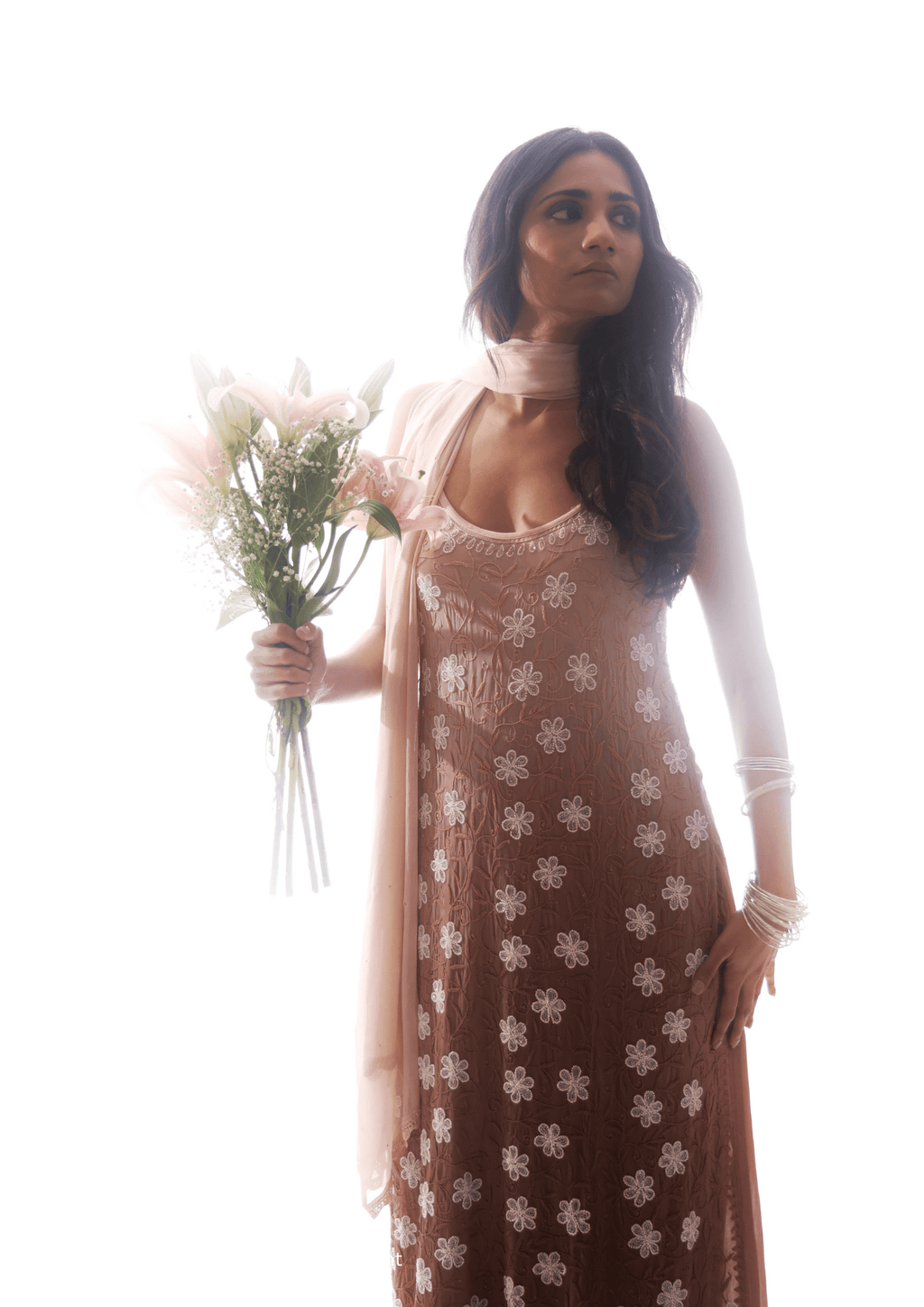 Zyara Chikankari Cut Dana Noodle strap kurta